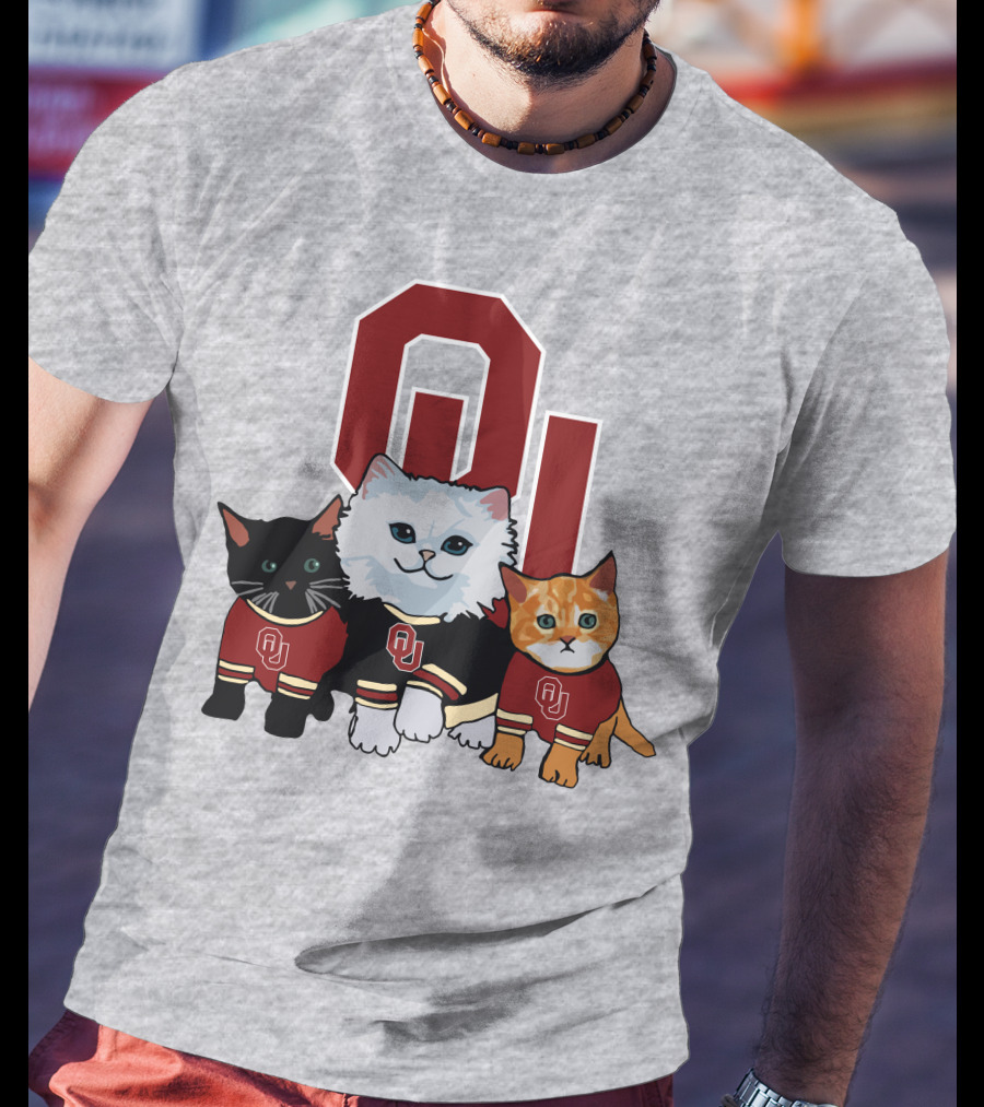 Oklahoma Sooners Cats In Team Jerseys With OU T-Shirt