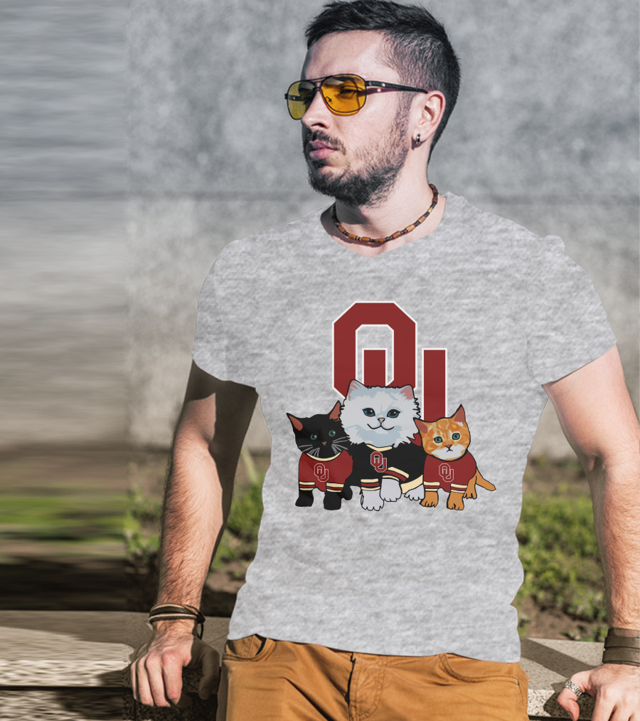 Oklahoma Sooners Cats In Team Jerseys With OU T-Shirt
