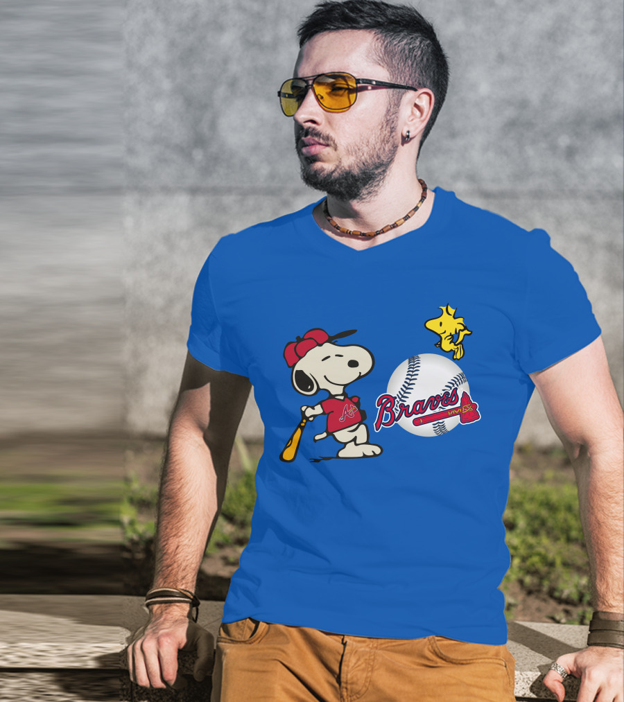 Braves Snoopy Woodstock Baseball Atlanta Peanuts T-Shirt