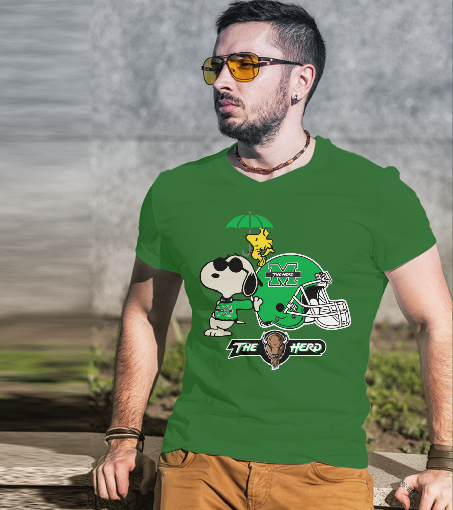 Marshall Thundering Herd Snoopy The Herd Football Helmet Woodstock Umbrella T-Shirt