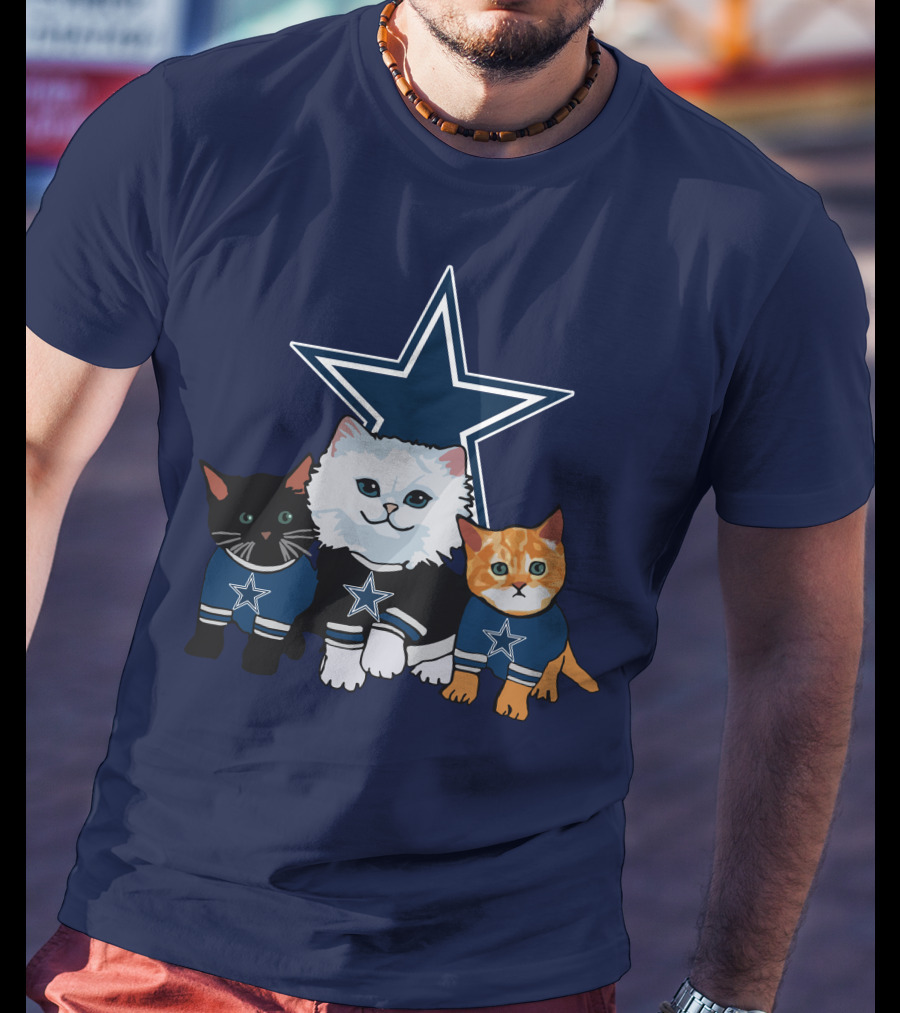 Dallas Cowboys Cute Cats With Star Logo Trio T-Shirt