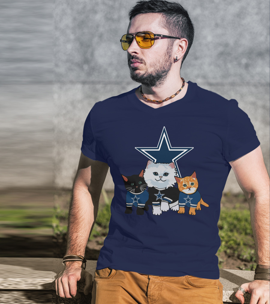Dallas Cowboys Cute Cats With Star Logo Trio T-Shirt