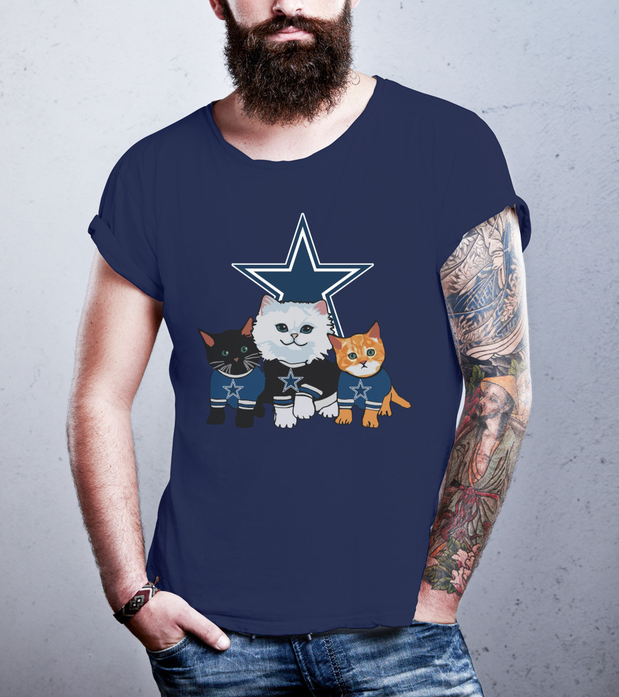 Dallas Cowboys Cute Cats With Star Logo Trio T-Shirt