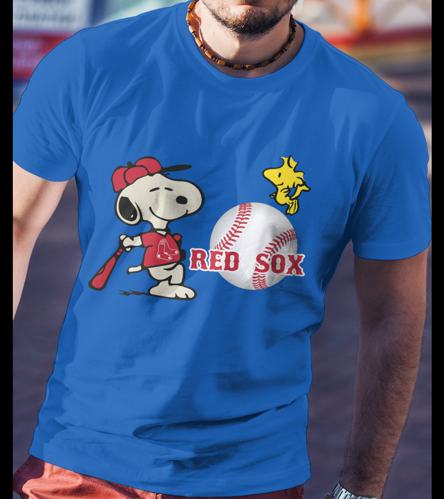 Snoopy Woodstock Boston Red Sox Baseball Peanuts T-Shirt