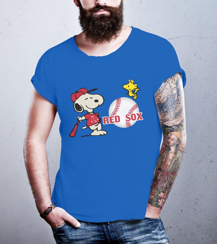 Snoopy Woodstock Boston Red Sox Baseball Peanuts T-Shirt