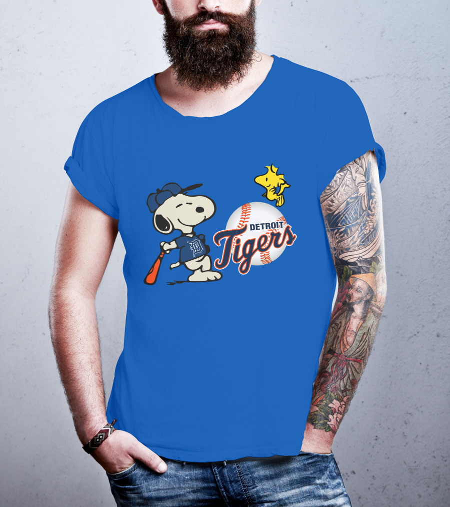 Detroit Tigers Snoopy Woodstock Baseball T-Shirt