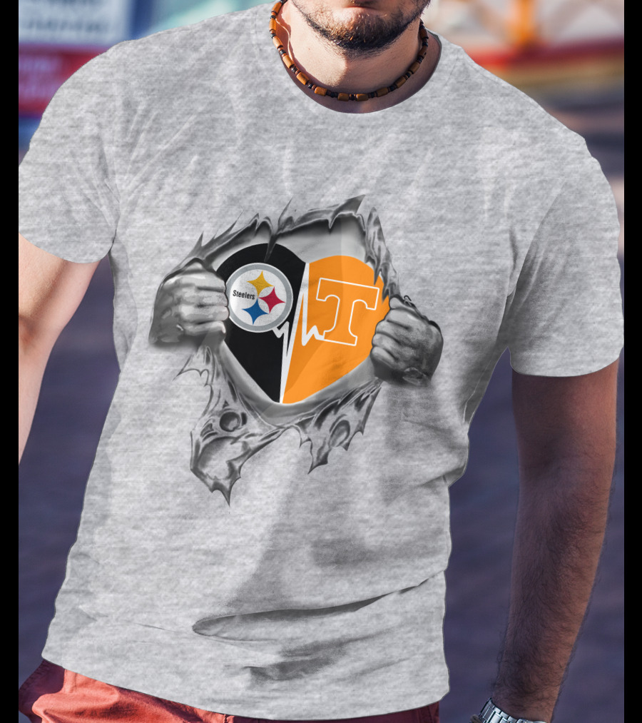 Steelers Tennessee Volunteers Heart T-Shirt