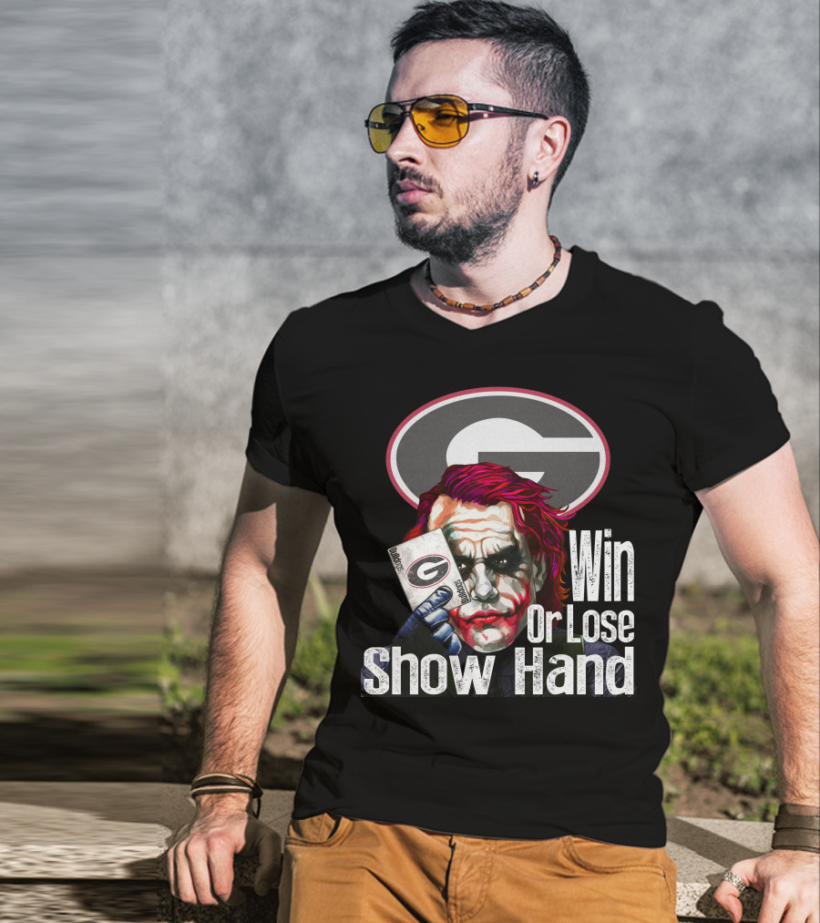 Georgia Bulldogs Win Or Lose Show Hand Joker Card Game T-Shirt