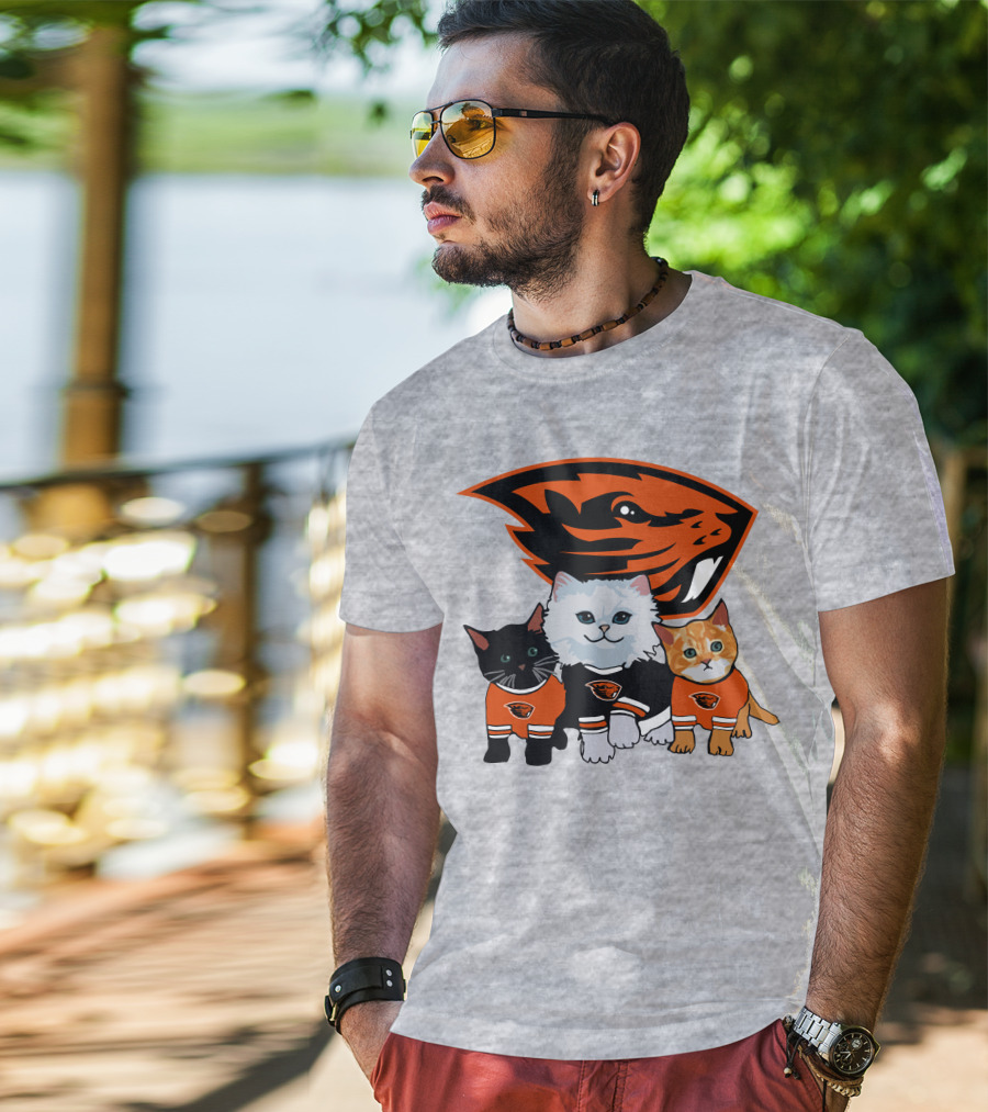 Oregon State Beavers Cats In Team Jerseys T-Shirt