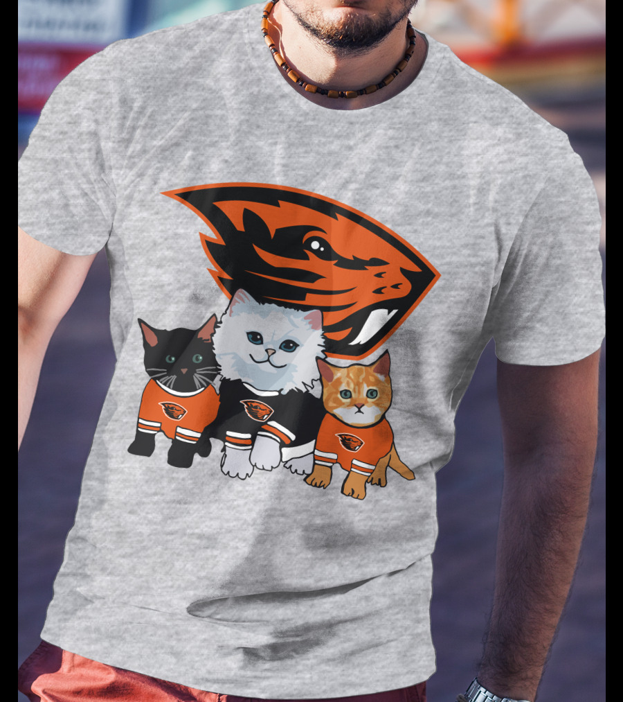 Oregon State Beavers Cats In Team Jerseys T-Shirt