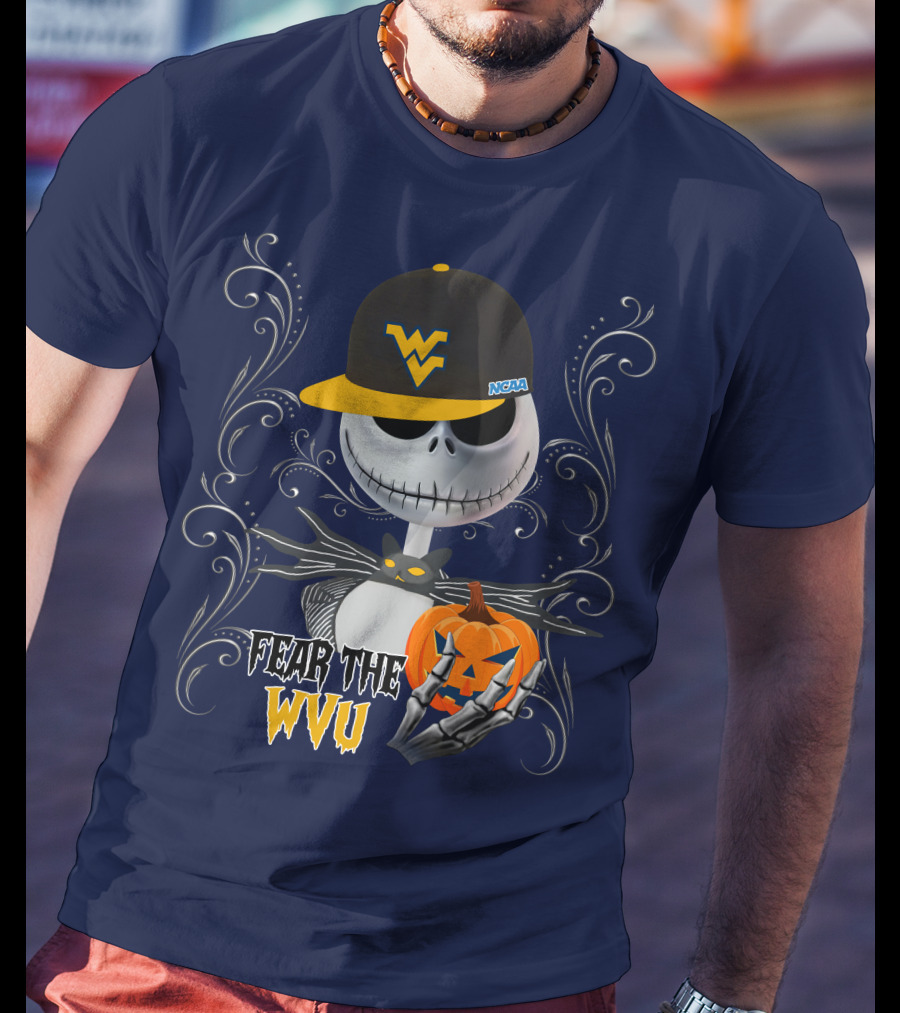 Fear The WVU Mountaineers Halloween Jack Skellington T-Shirt