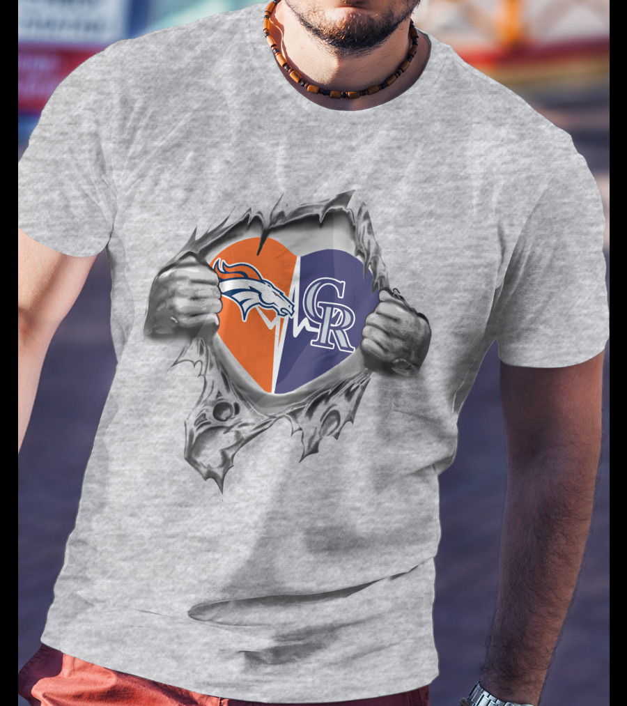 Denver Broncos Colorado Rockies Heart T-Shirt