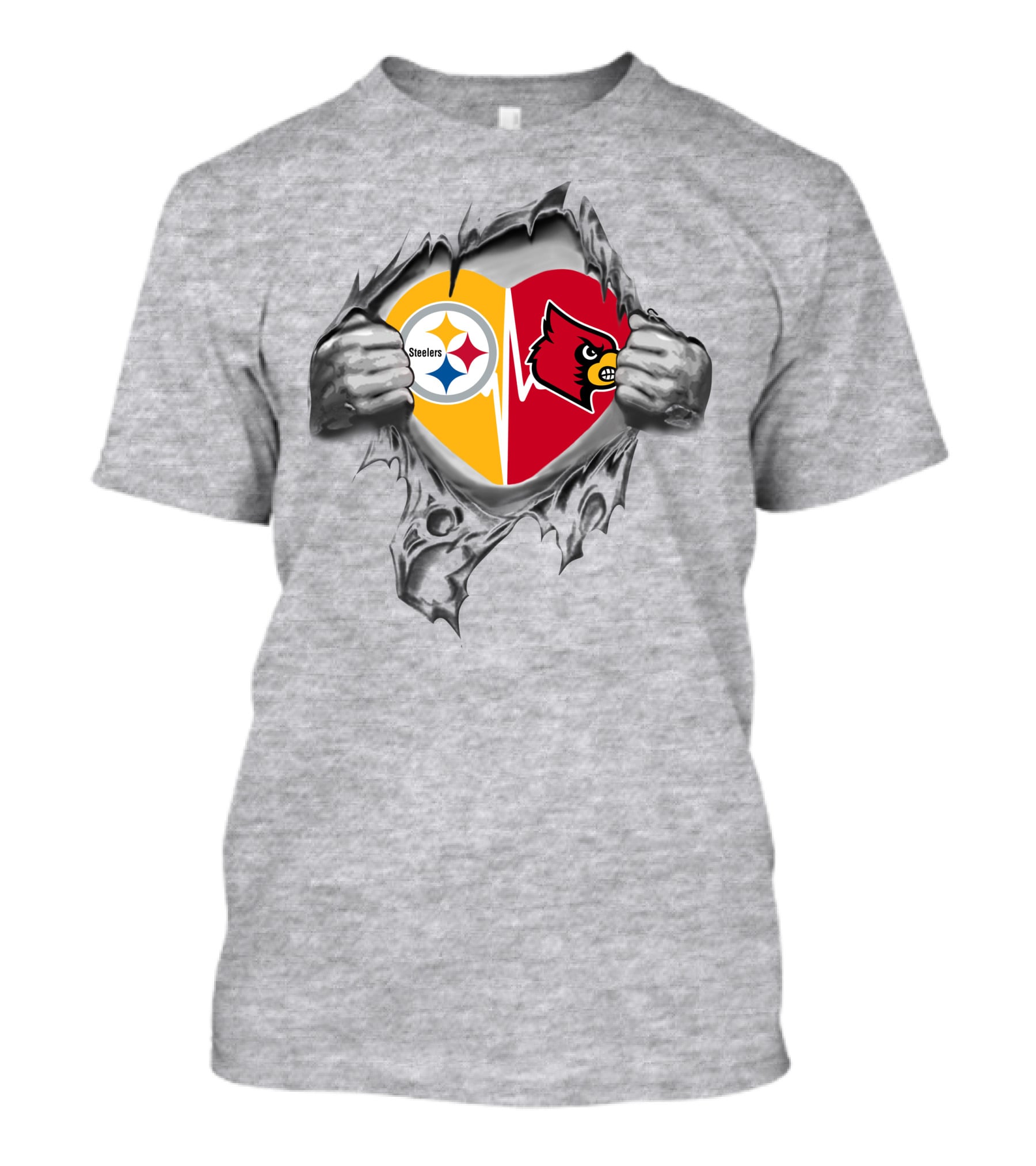 Steelers Louisville Cardinals Heart T-Shirt