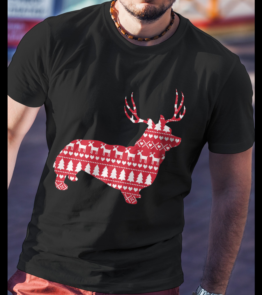 Welsh Corgi Christmas Reindeer T-Shirt