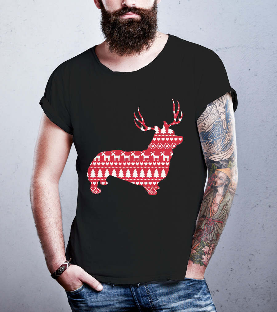 Welsh Corgi Christmas Reindeer T-Shirt