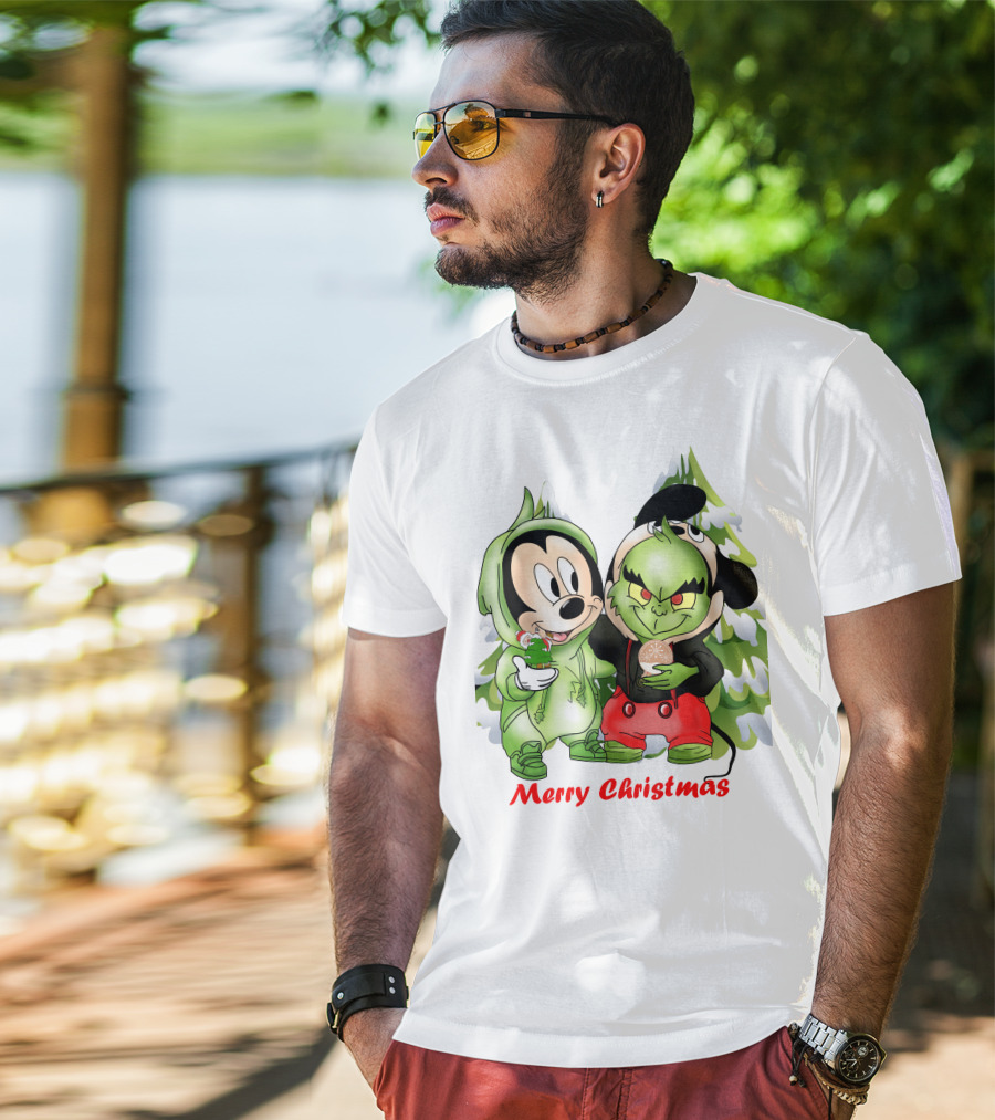 Merry Christmas The Grinch And Mickey T-Shirt