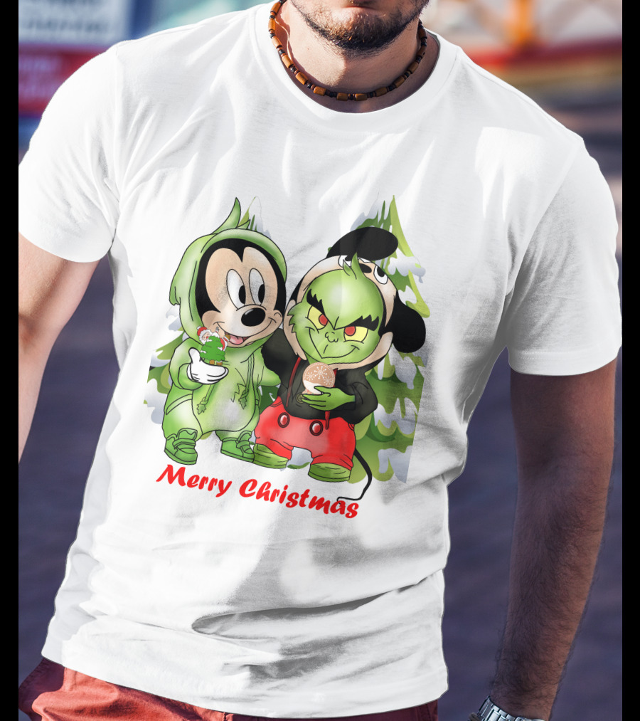 Merry Christmas The Grinch And Mickey T-Shirt
