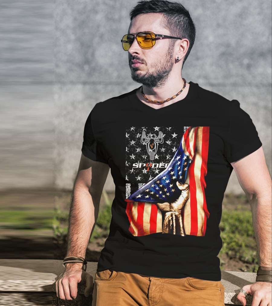 Spyder Spider Logo American Flag Hand Grasping T-Shirt