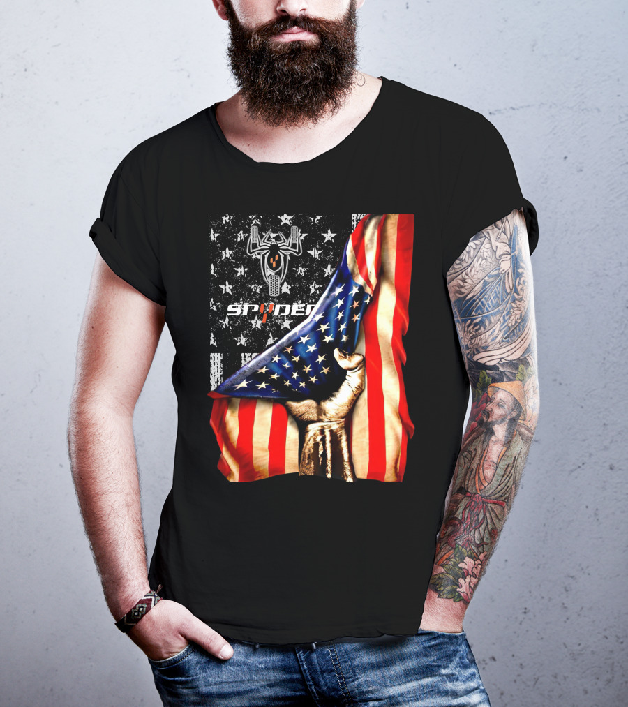 Spyder Spider Logo American Flag Hand Grasping T-Shirt