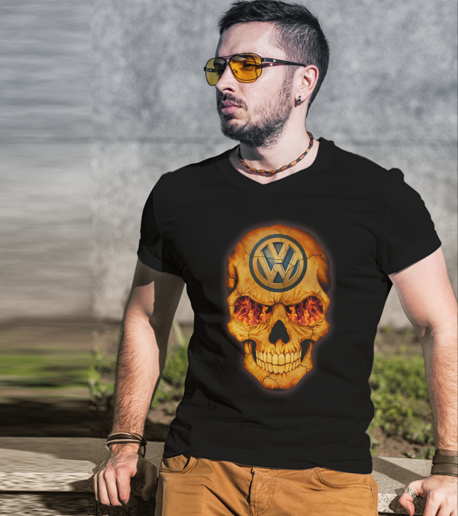 VOLKWAGEN Skull Flaming Eyes T-Shirt