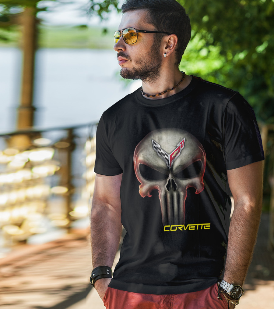 Corvette C8 Logo Skull T-Shirt
