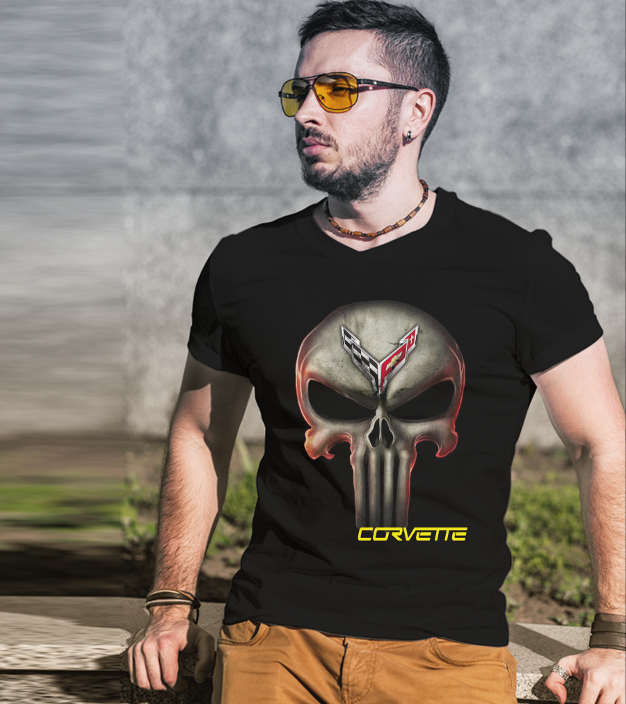 Corvette C8 Logo Skull T-Shirt
