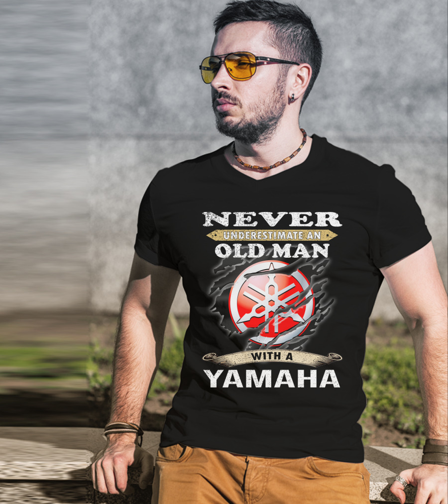 Never Underestimate An Old Man With A Yamaha T-Shirt