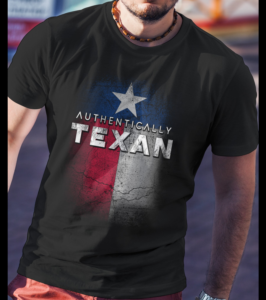 Authentically Texan Lone Star Flag Style T-Shirt