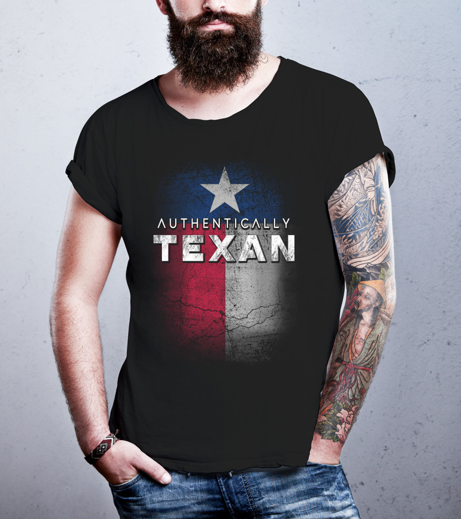 Authentically Texan Lone Star Flag Style T-Shirt