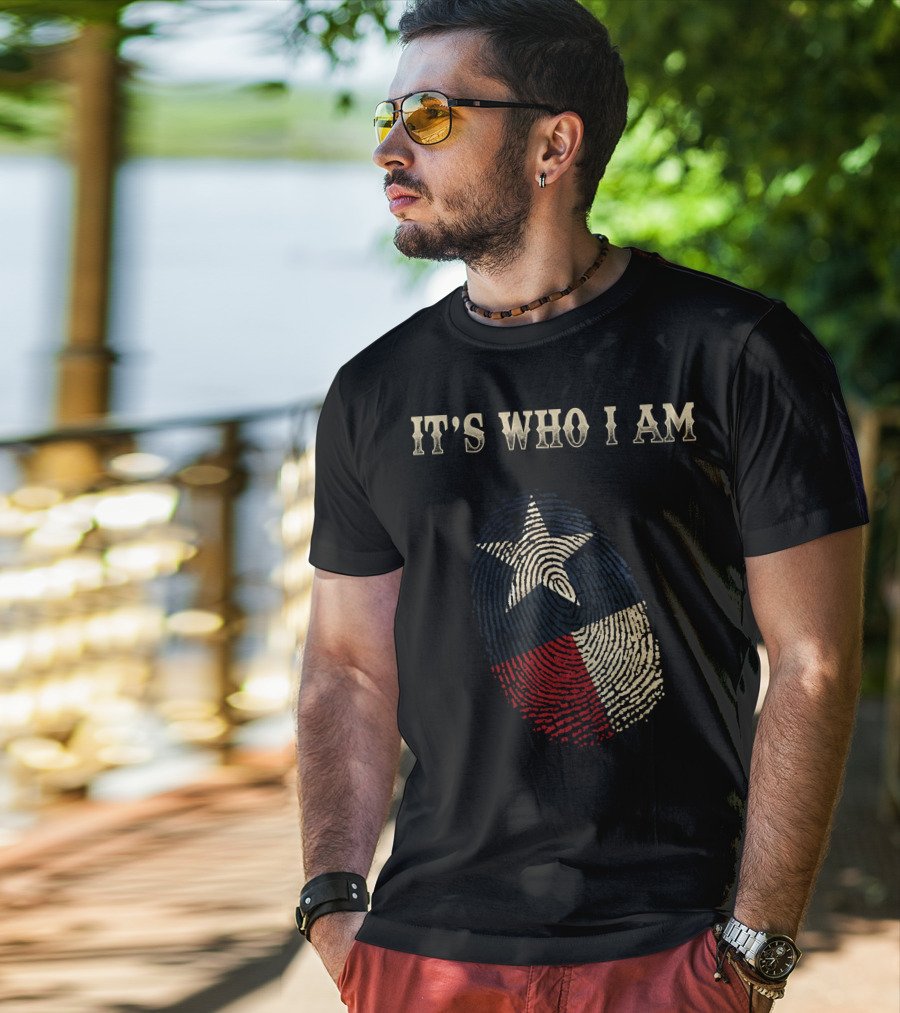 Texas Flag Fingerprint It's Who I Am T-Shirt