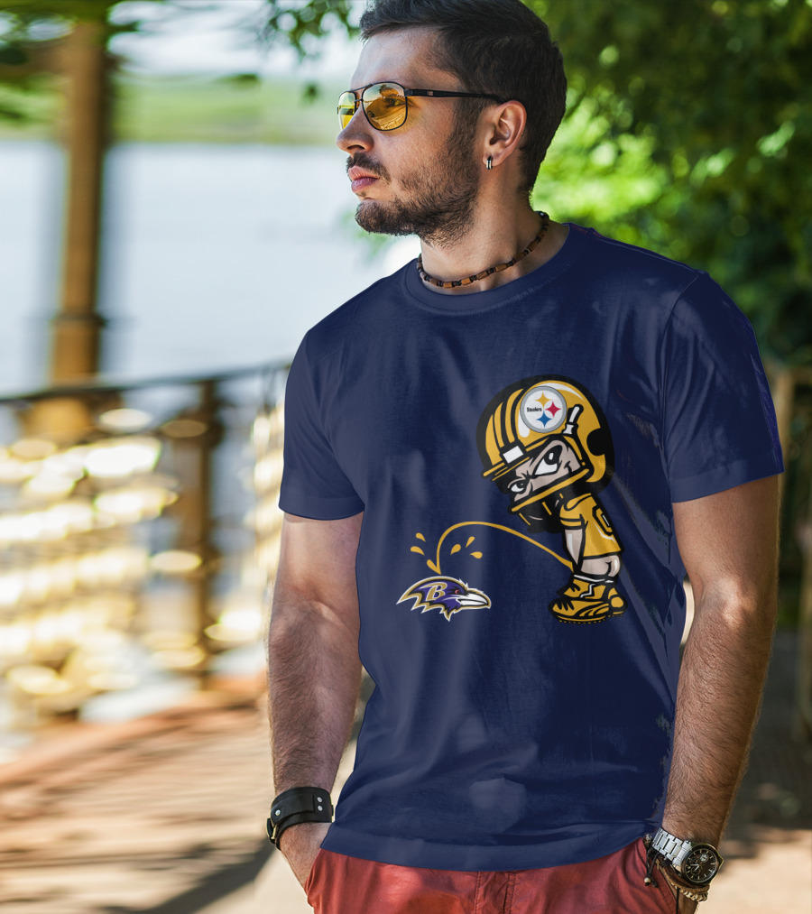 Steelers Vs. Ravens Rivalry Cartoon Helmet T-Shirt