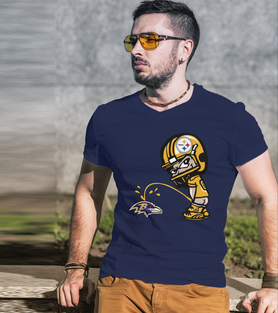 Steelers Vs. Ravens Rivalry Cartoon Helmet T-Shirt