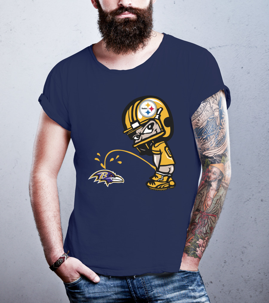 Steelers Vs. Ravens Rivalry Cartoon Helmet T-Shirt