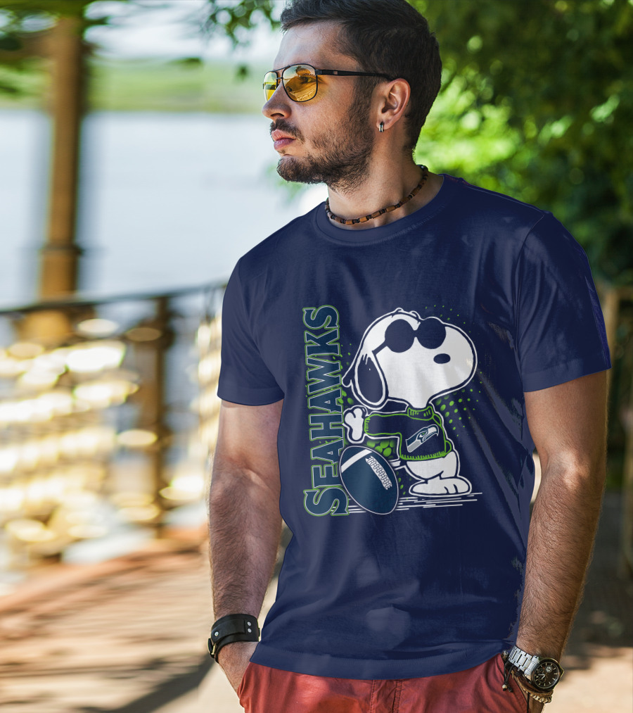 Seattle Seahawks Snoopy Football T-Shirt