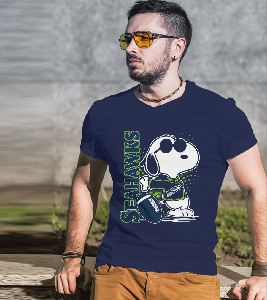 Seattle Seahawks Snoopy Football T-Shirt