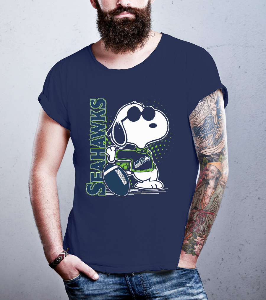 Seattle Seahawks Snoopy Football T-Shirt