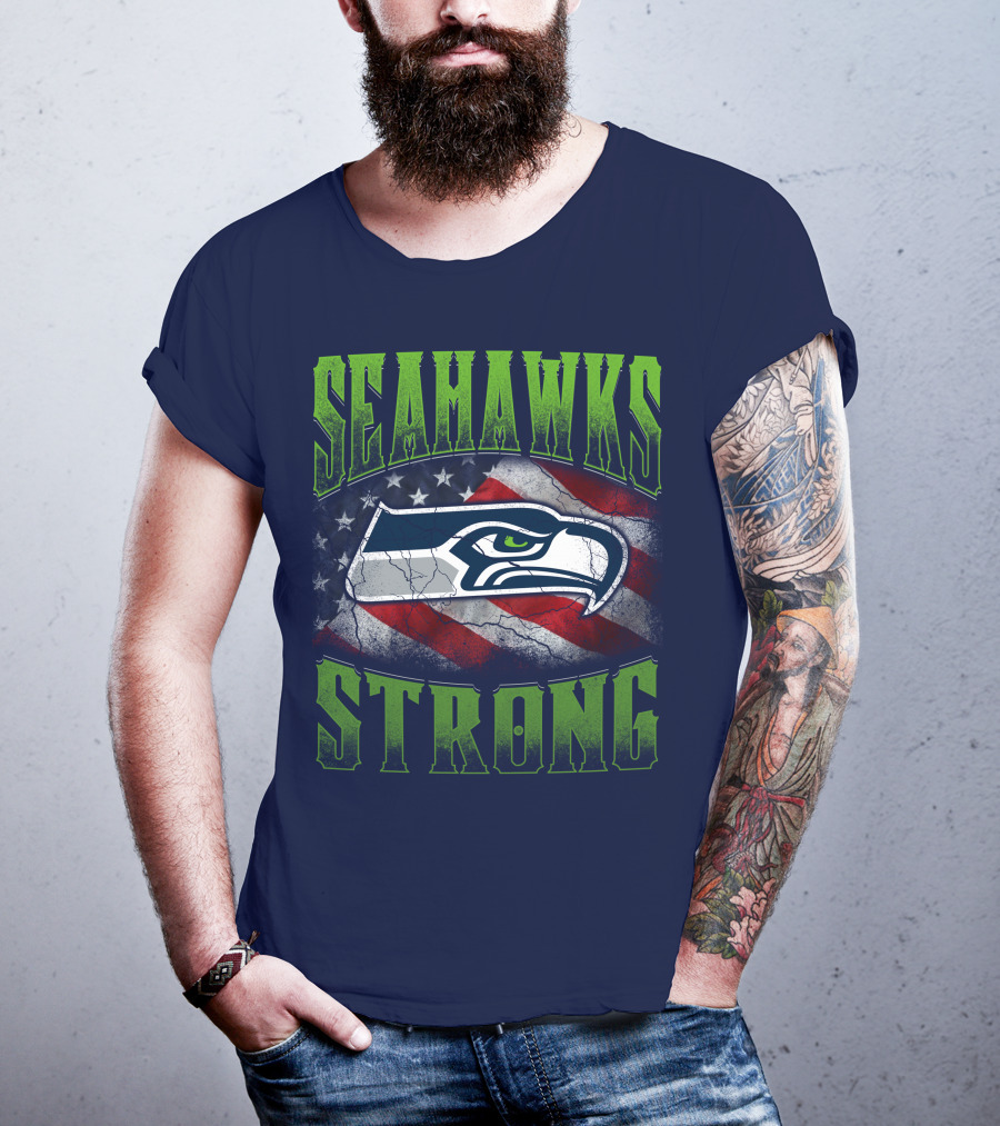 Seattle Seahawks Strong American Flag T-Shirt