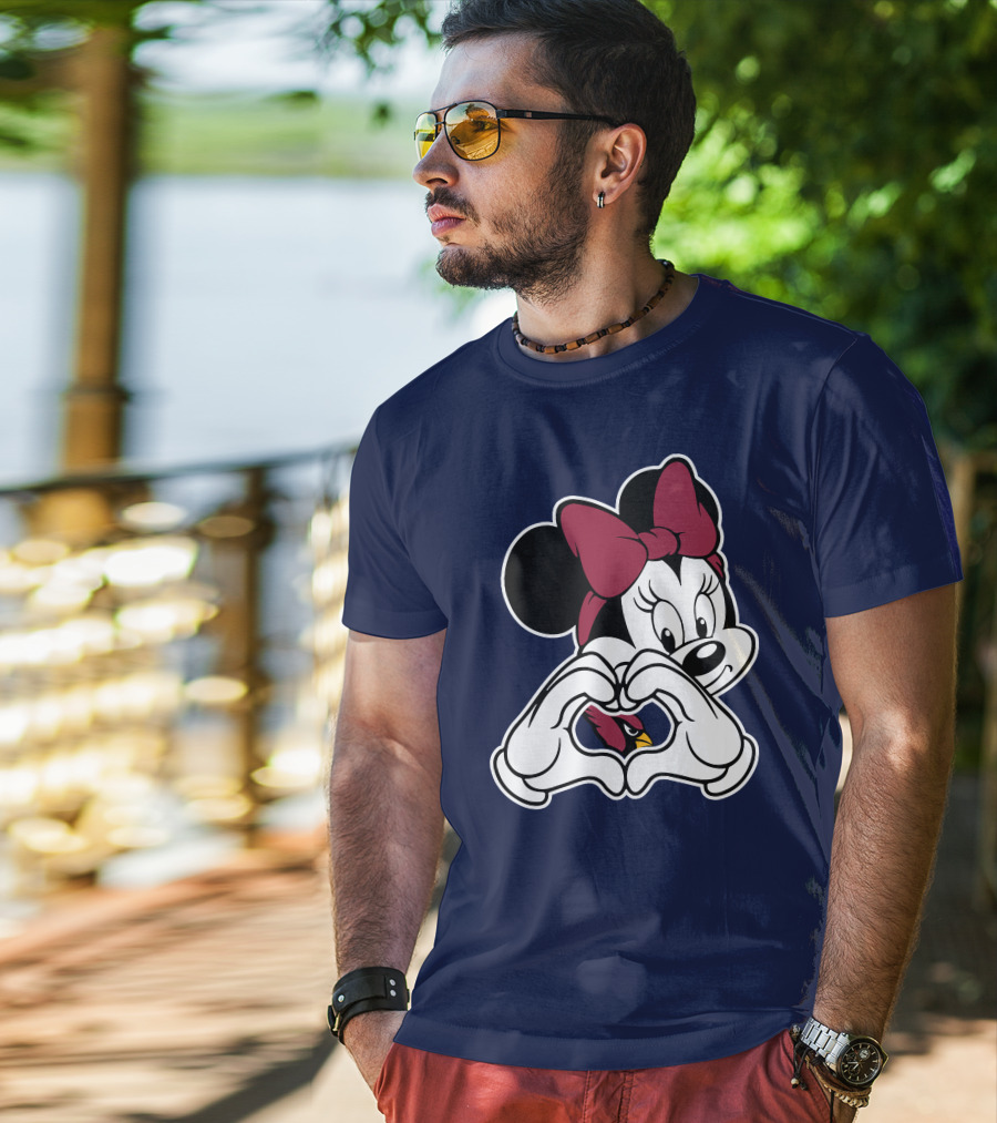 Minnie Mouse Heart Hands Arizona Cardinals T-Shirt