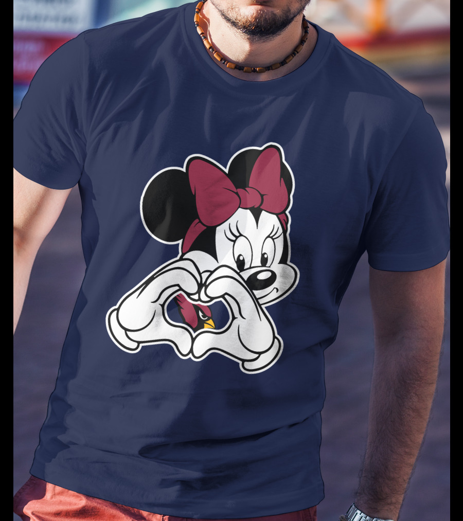 Minnie Mouse Heart Hands Arizona Cardinals T-Shirt