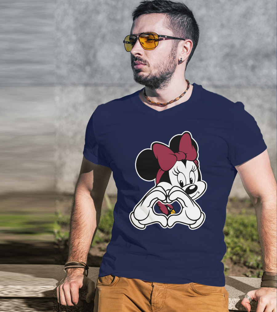 Minnie Mouse Heart Hands Arizona Cardinals T-Shirt