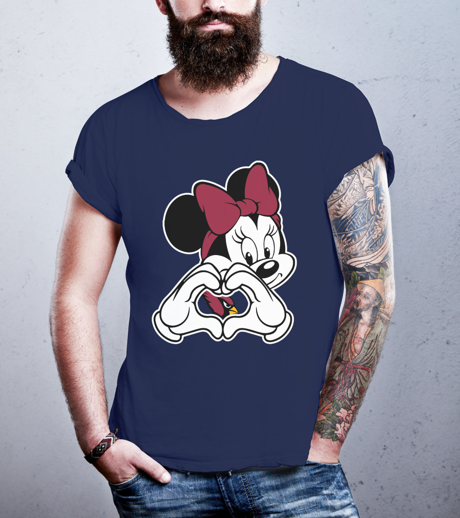 Minnie Mouse Heart Hands Arizona Cardinals T-Shirt