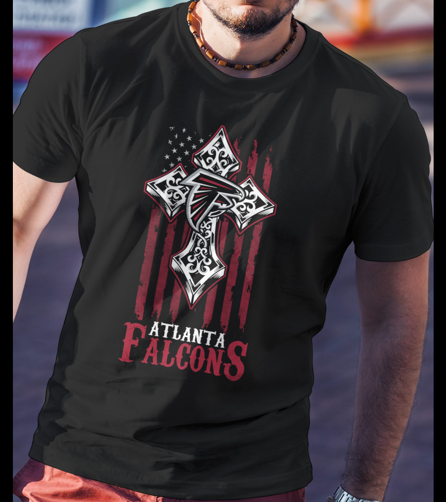 Atlanta Falcons American Flag Cross T-Shirt