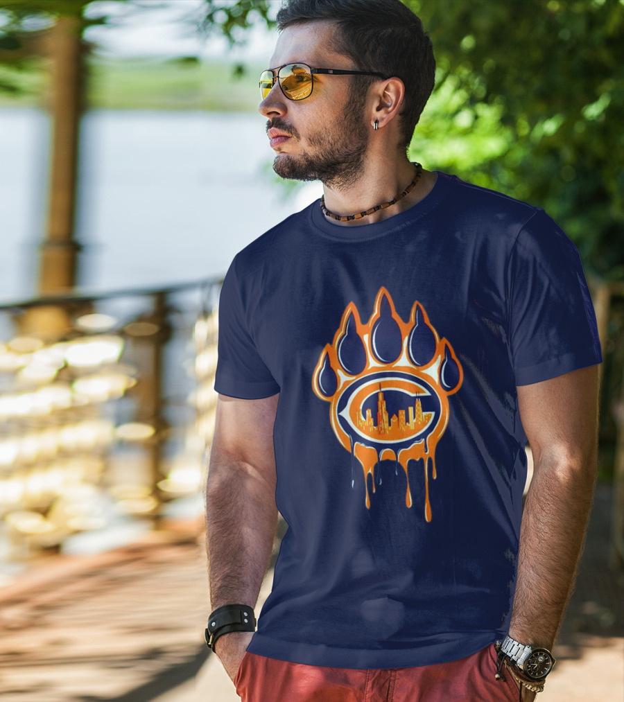 Chicago Bears Dripping Skyline Paw T-Shirt