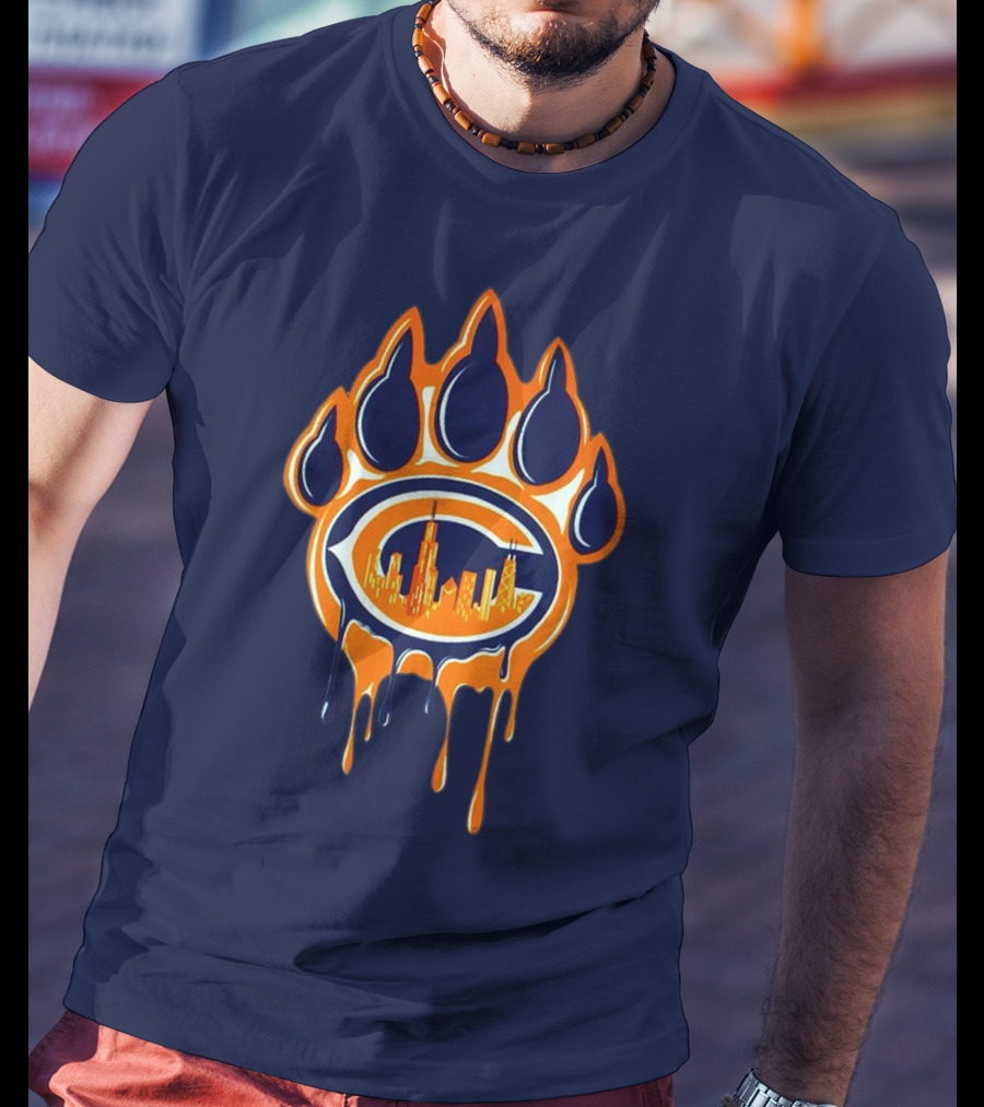 Chicago Bears Dripping Skyline Paw T-Shirt