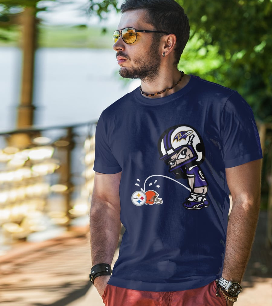 Baltimore Ravens Rivalry Mock Pittsburgh Steelers Cleveland Browns Helmets T-Shirt