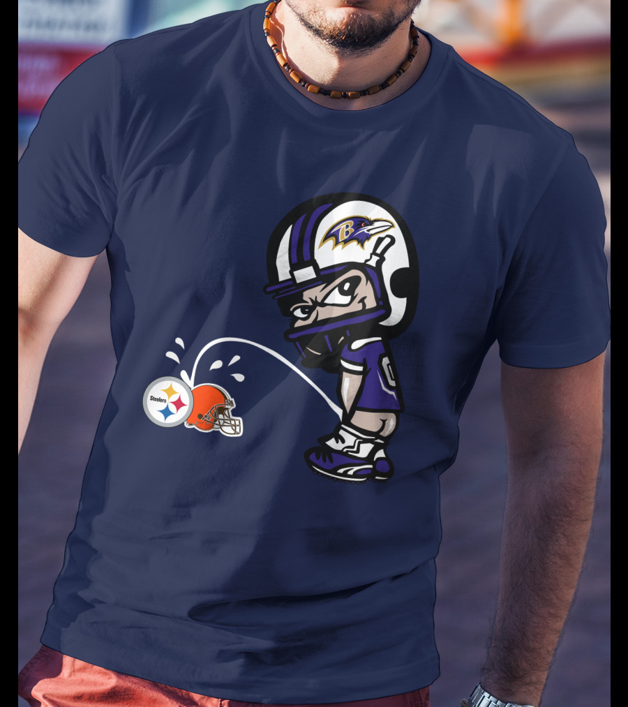 Baltimore Ravens Rivalry Mock Pittsburgh Steelers Cleveland Browns Helmets T-Shirt