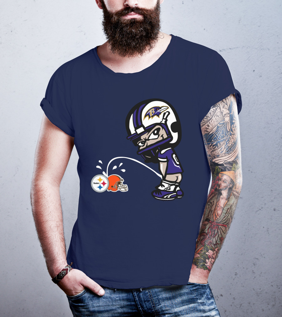 Baltimore Ravens Rivalry Mock Pittsburgh Steelers Cleveland Browns Helmets T-Shirt