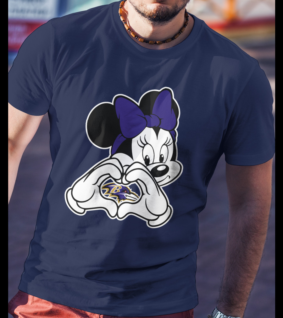 Baltimore Ravens Minnie Mouse Heart Hands T-Shirt