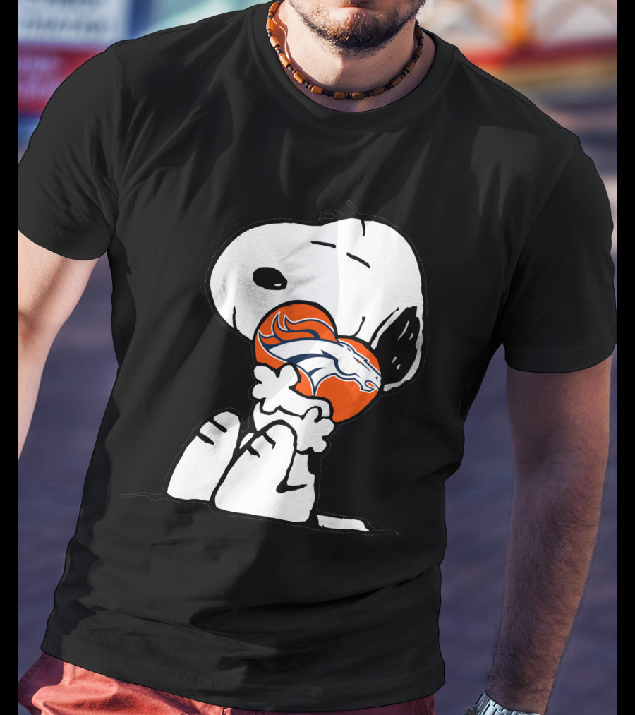 Snoopy Hugging Denver Broncos Football T-Shirt