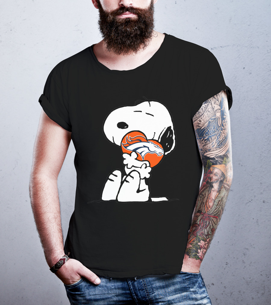 Snoopy Hugging Denver Broncos Football T-Shirt